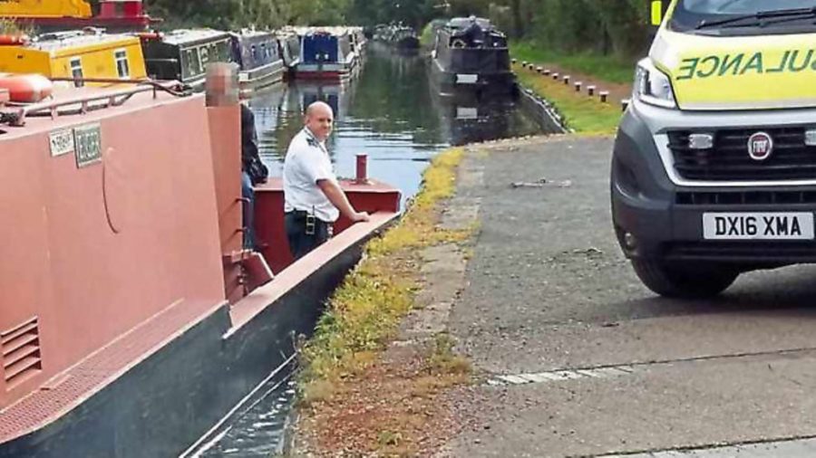 Canal boat becomes temporary ambulance to help injured man