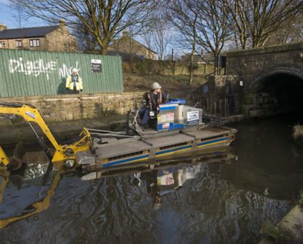 Floating tractor to clear a blockage to get Britain’s longest canal tunnel back open
