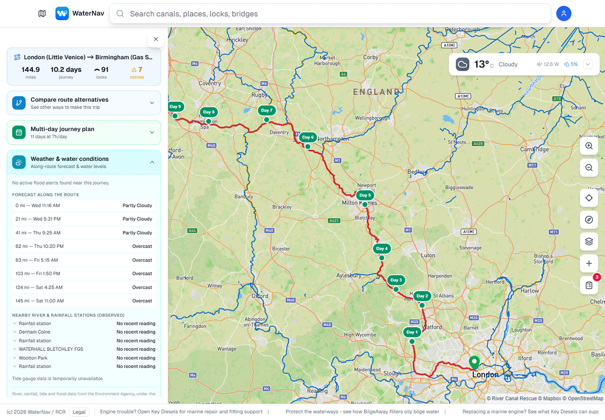 Escape Rescue System WaterNav improves journey planning and weather data - Canal Boat